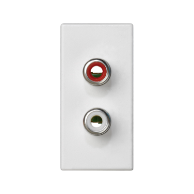 Plokštelė, K45, 2x RCA (CINCH), 45×22,5 mm, gryna balta (Pure white)