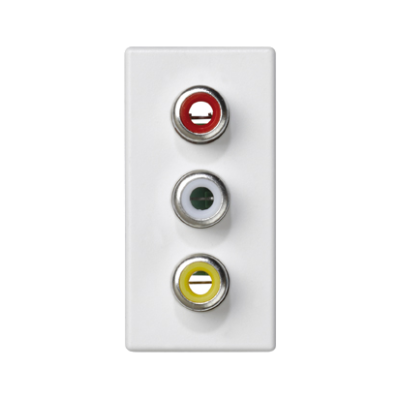 Plokštelė, K45, 3× RCA (CINCH), 45×22,5 mm, gryna balta (Pure white)