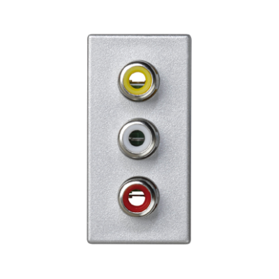 Plokštelė, K45, 3× RCA (CINCH), 45×22,5 mm, aliuminis