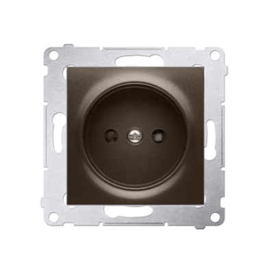 Simon 54 single socket outlet without earthing, with shutters, (module), 16A, 250V, Screw, bronze matt, metalic