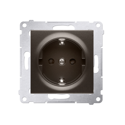 Simon 54 single socket outlet with Schuko earthing, with shutters, (module), 16A, 250V, quick connection, bronze matt, metalic
