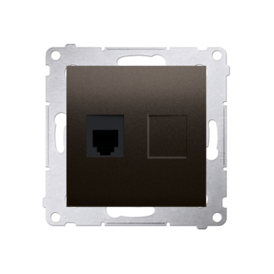 Simon 54 RJ12 single telephone socket, (module), bronze matt, metalic