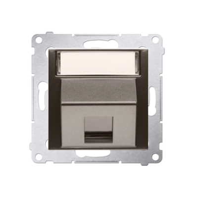 Simon 54 IT/telephone Keystone, diagonal socket cover with descriptive field, (module), bronze matt, metalic