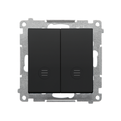 Simon 55 double two-way switch with backlight light without symbol, 10AX, black matt