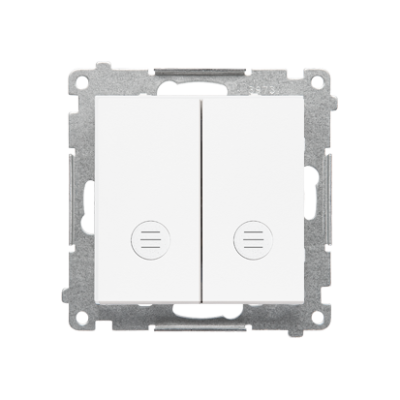 Simon 55 double two-way switch with backlight light without symbol, 10AX, white matt