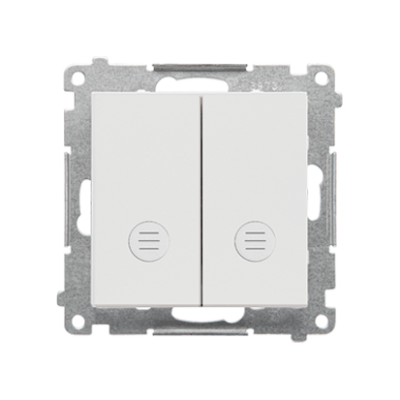Simon 55 double two-way switch with backlight light without symbol, 10AX, light gray matt