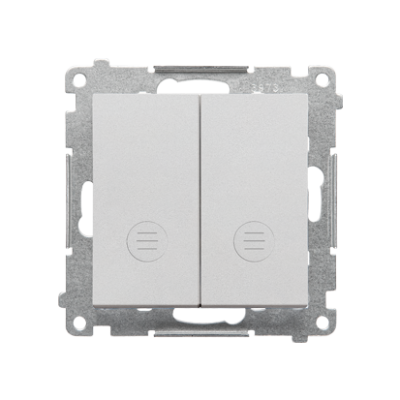 Simon 55 double two-way switch with backlight light without symbol, 10AX, matt aluminum
