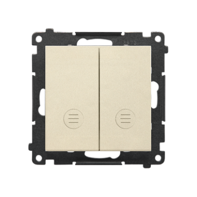 Simon 55 double two-way switch with backlight light without symbol, 10AX, champagne matt