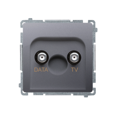 Simon Basic TV-DATA aerial socket, atten.: 5dB, inox, metallized