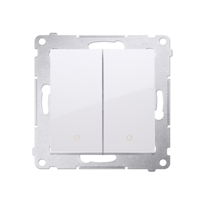 Simon 54 double 2-pole switch, (module), 16AX, Screw, white