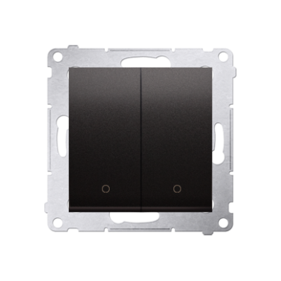 Simon 54 double 2-pole switch, (module), 16AX, Screw, anthracite, metalic