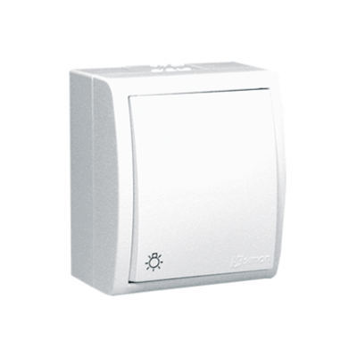 Simon Aquarius splash-proof "light" push button with indicator light, IP54, 10AX, Screw, white