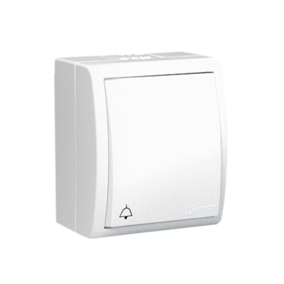 Simon Aquarius splash-proof "bell" push button, IP54, 10AX, Screw, white