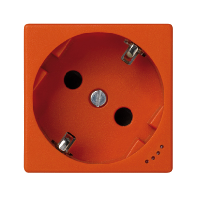 Vienos lizdo kištukinė rozetė, K45, SCHUKO, įtampos indikatorius, 16 A, 250 V, su varžtais, 45×45 mm, oranžinė