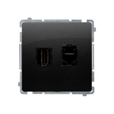 Simon Basic HDMI socket + computer socket RJ45 cat.6, black matt