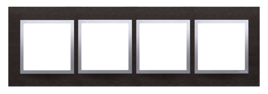 Simon 54 Nature quadruple frame, metal, inox yin