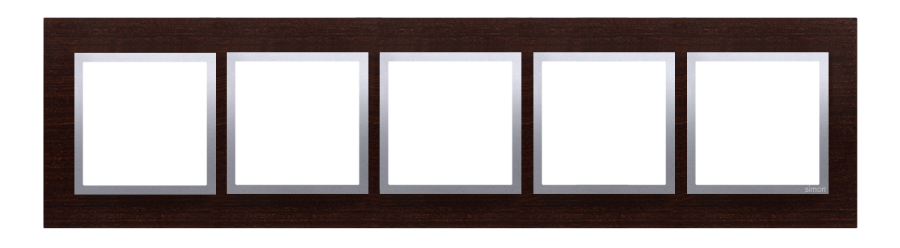 Simon 54 Nature quintuple frame, wood, silver wenge