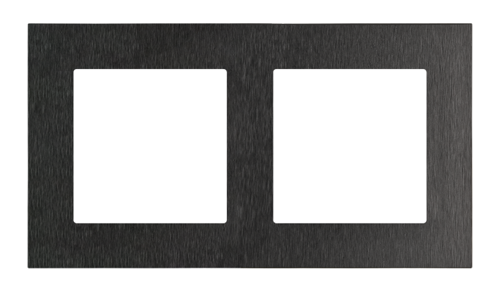 Simon 55 Nature double frame, metal, black inox
