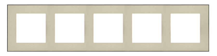 Simon 55 5 gang frame, black base, champagne