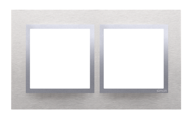 Simon 54 Nature double frame, metal, classic inox