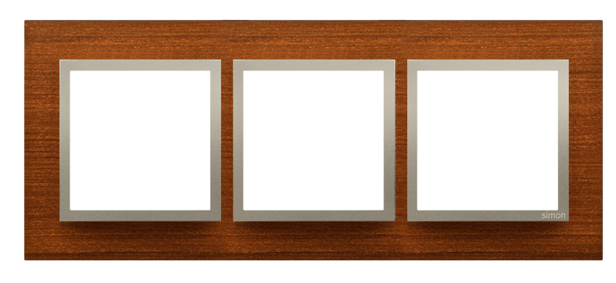Simon 54 Nature triple frame, wood, golden walnut