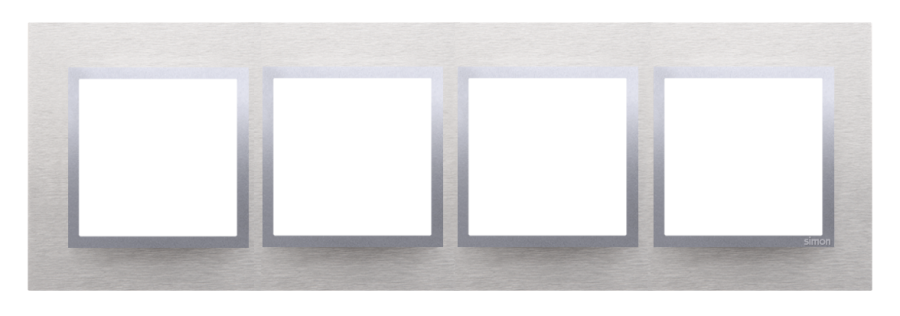 Simon 54 Nature quadruple frame, metal, classic inox