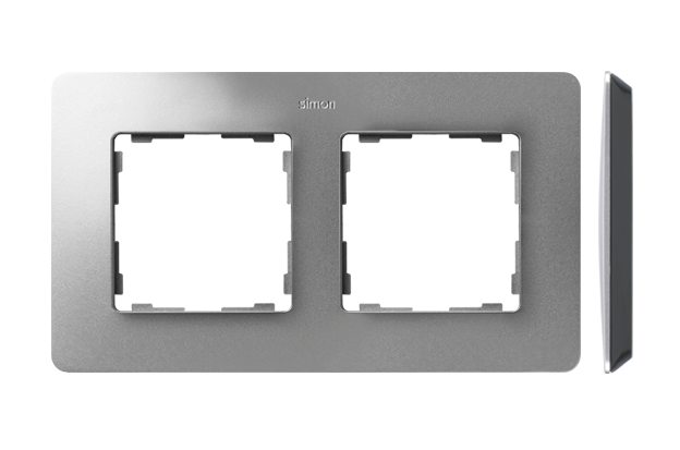 Simon 82 Detail double frame, black base, aluminum