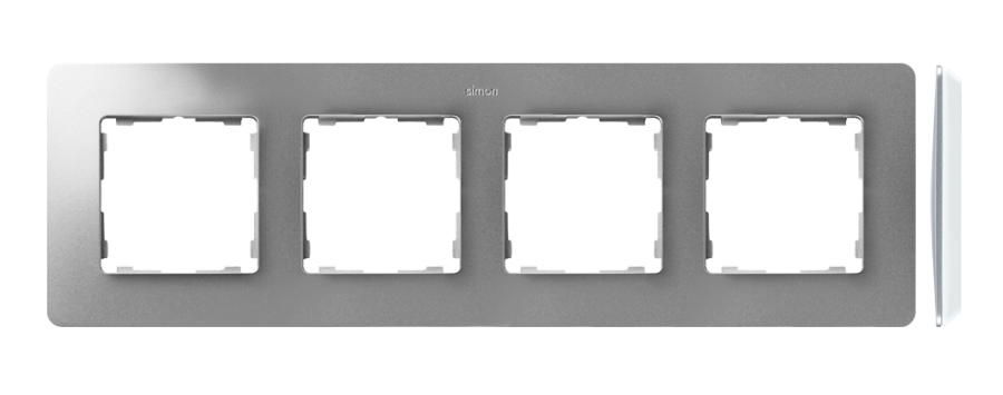 Simon 82 Detail quadruple frame, white base, aluminum