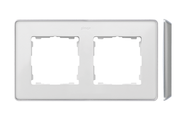 Simon 82 Detail double frame, aluminium base, white