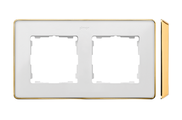 Simon 82 Detail double frame, gold base, white
