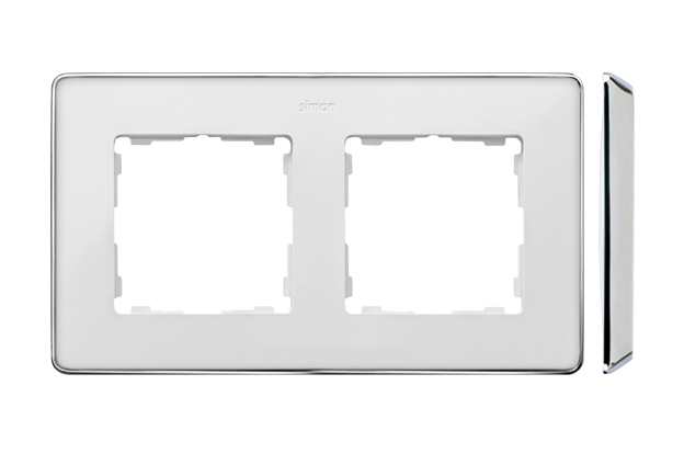Simon 82 Detail double frame, chrome base, white