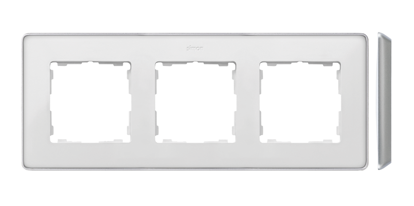 Simon 82 Detail triple frame, aluminium base, white