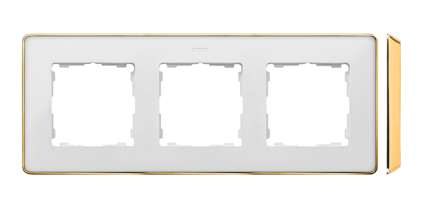 Simon 82 Detail triple frame, gold base, white