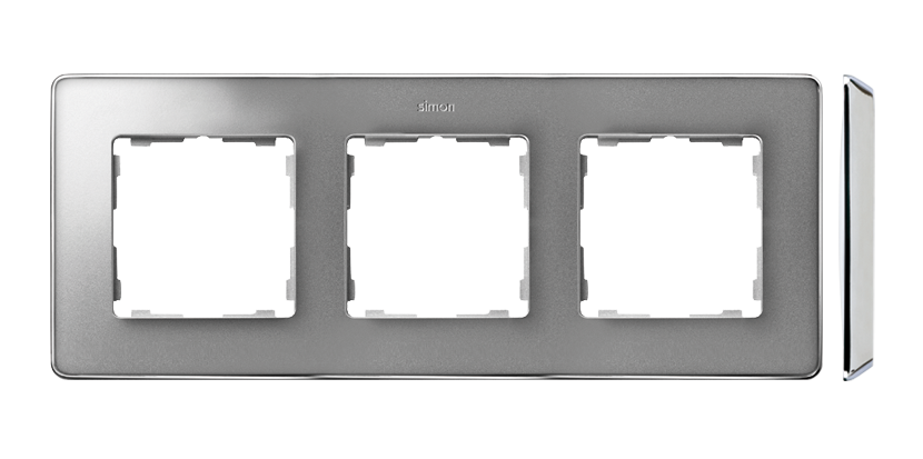 Simon 82 Detail triple frame, chrome base, cold aluminum