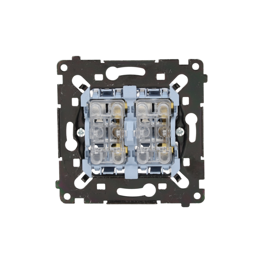 Simon 55 three position (1-0-2) blind control double switch, 10A, black