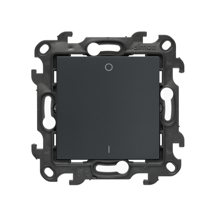 Double switch with LED indicator light, (module), Simon 24, IP20/IP44, 10AX, graphite mat