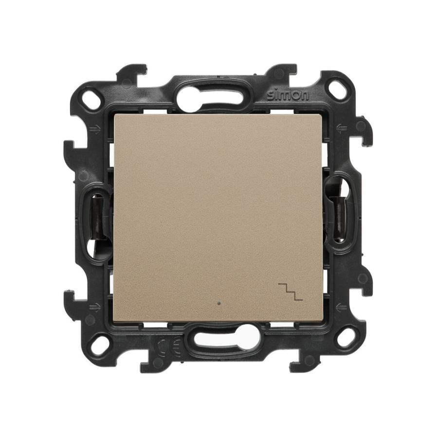 Two-way switch with LED illumination, (module), Simon 24, IP20/IP44, 10AX, champagne matt