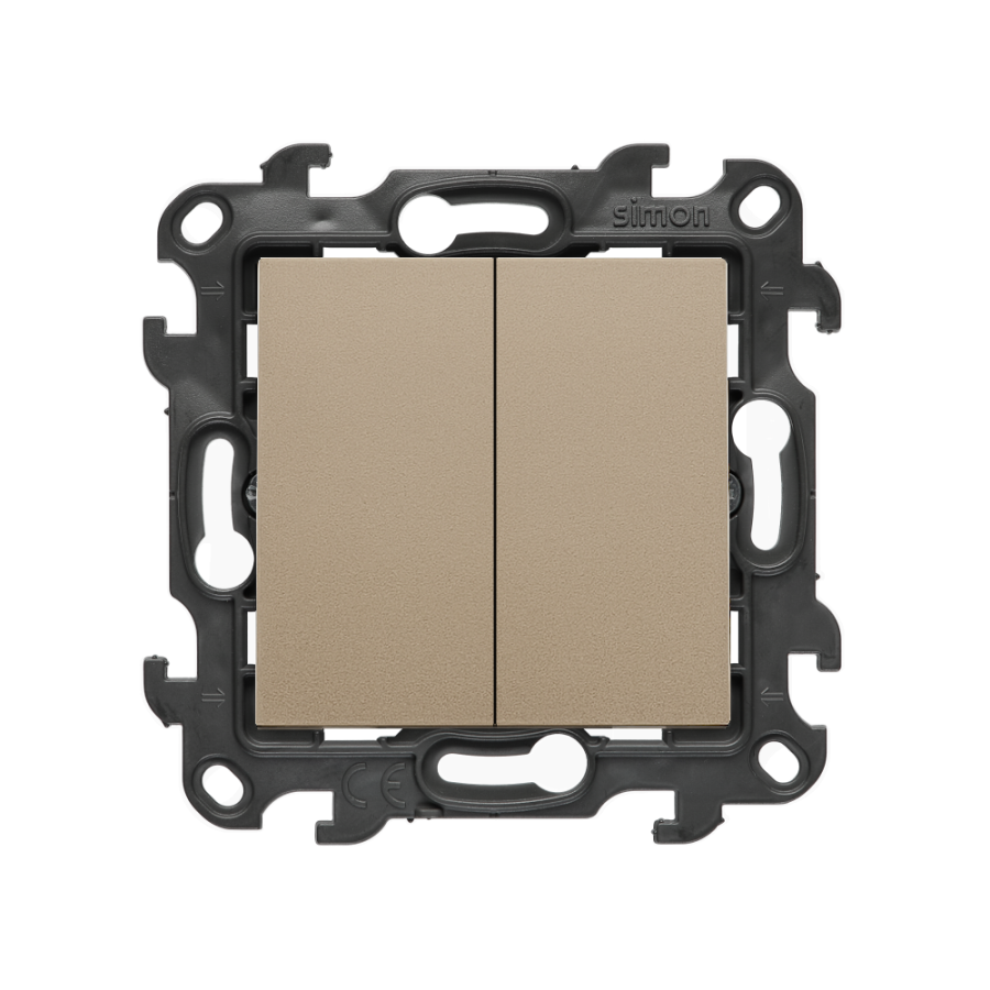 Two-way switch without pictogram, (module), Simon 24, IP20/IP44, 10AX, champagne matt