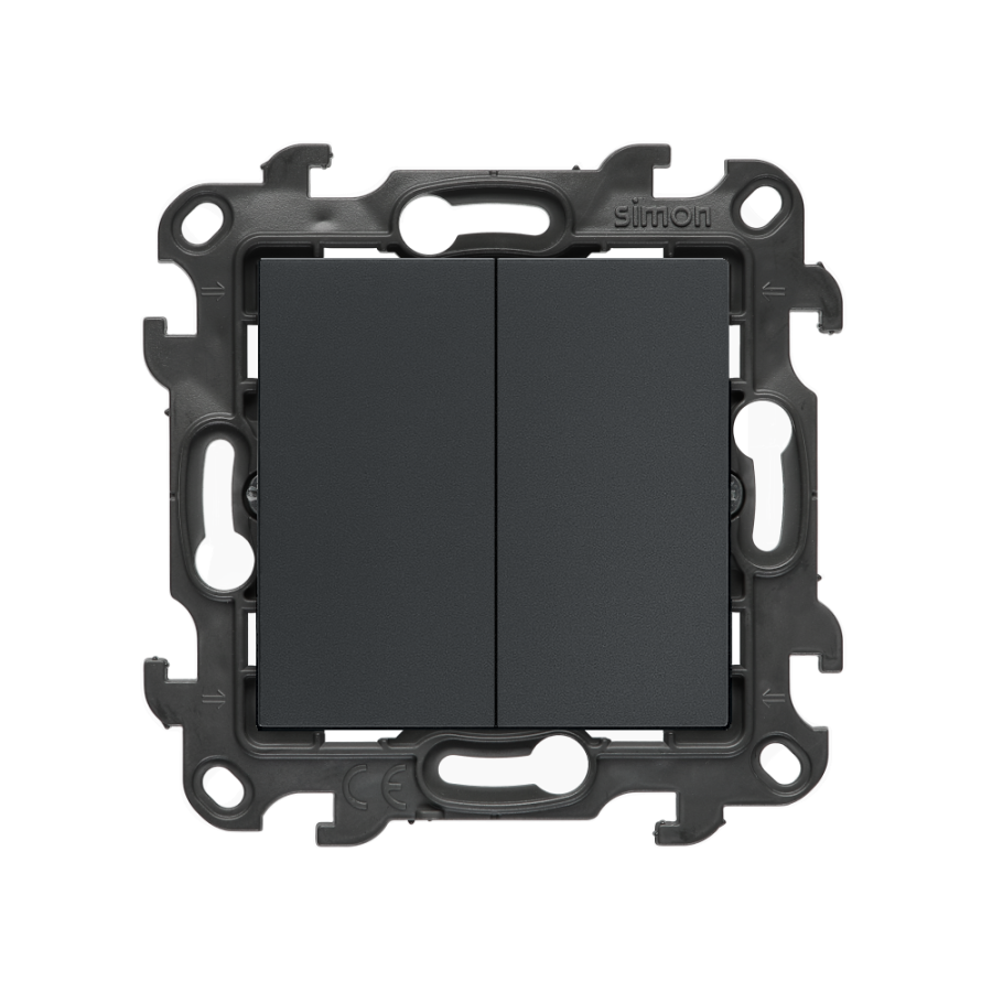 Two-way switch without pictogram, (module), Simon 24, IP20/IP44, 10AX, graphite mat