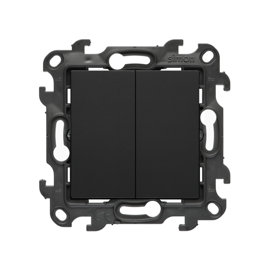 Two-way switch without pictogram, (module), Simon 24, IP20/IP44, 10AX, black matt
