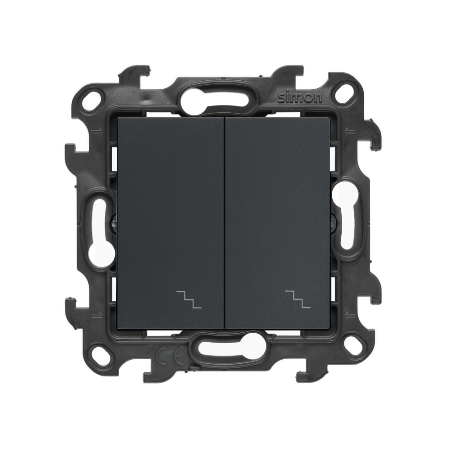 Two-way switch with LED illumination - separate backlight for each key, (module), Simon 24, IP20, 10AX, graphite mat