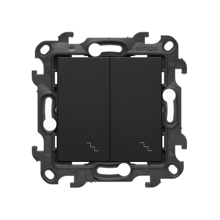 Two-way switch with LED illumination - separate backlight for each key, (module), Simon 24, IP20, 10AX, black matt