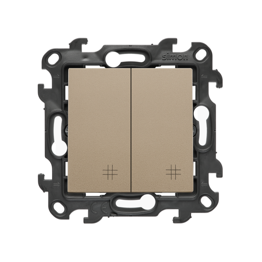 Double intermediate switch, (module), Simon 24, IP20, 10AX, champagne matt