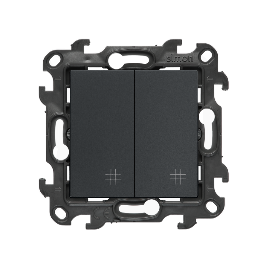 Double intermediate switch, (module), Simon 24, IP20, 10AX, graphite mat
