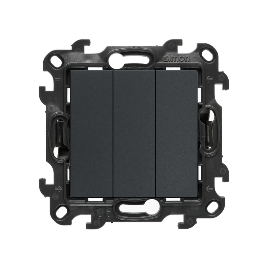 Triple switch, (module), Simon 24, IP20/IP44, 10AX, graphite mat