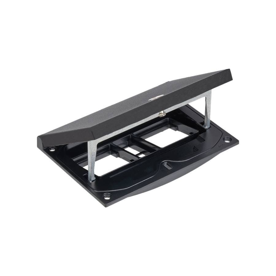 KGT floor box insert, IP66, IK08, 2.5×K45, module 22,5x45mm with 2 Keyston latch for RJ45 or multimedia connectors, empty space for 2 modules 45x45, allen key lock, black