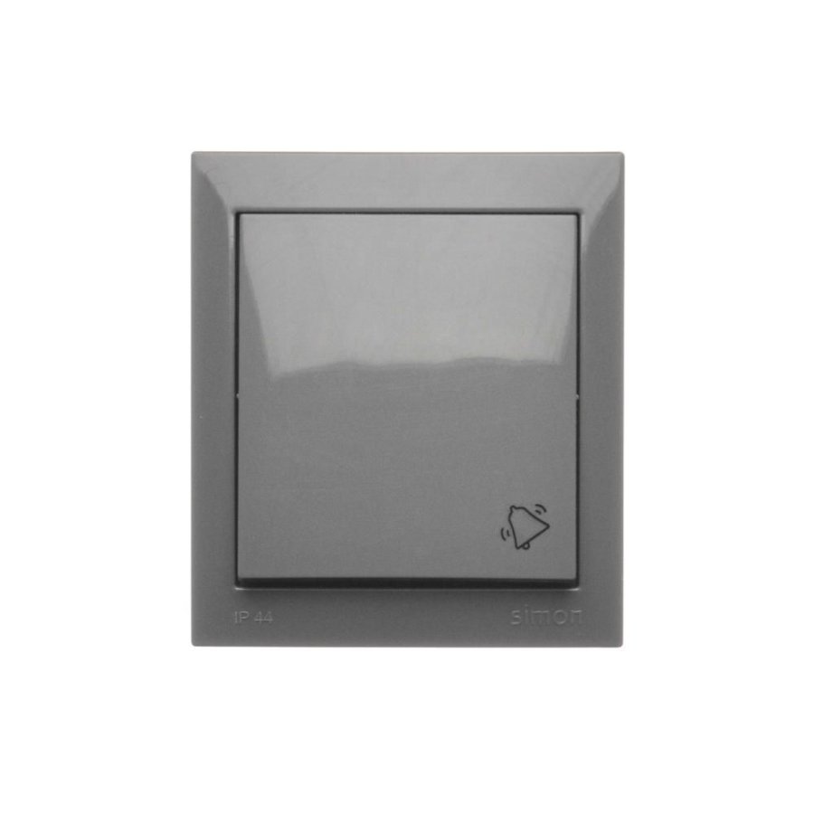 Simon Aquaclick splash-proof "bell" push button, IP44, 10AX, dark grey