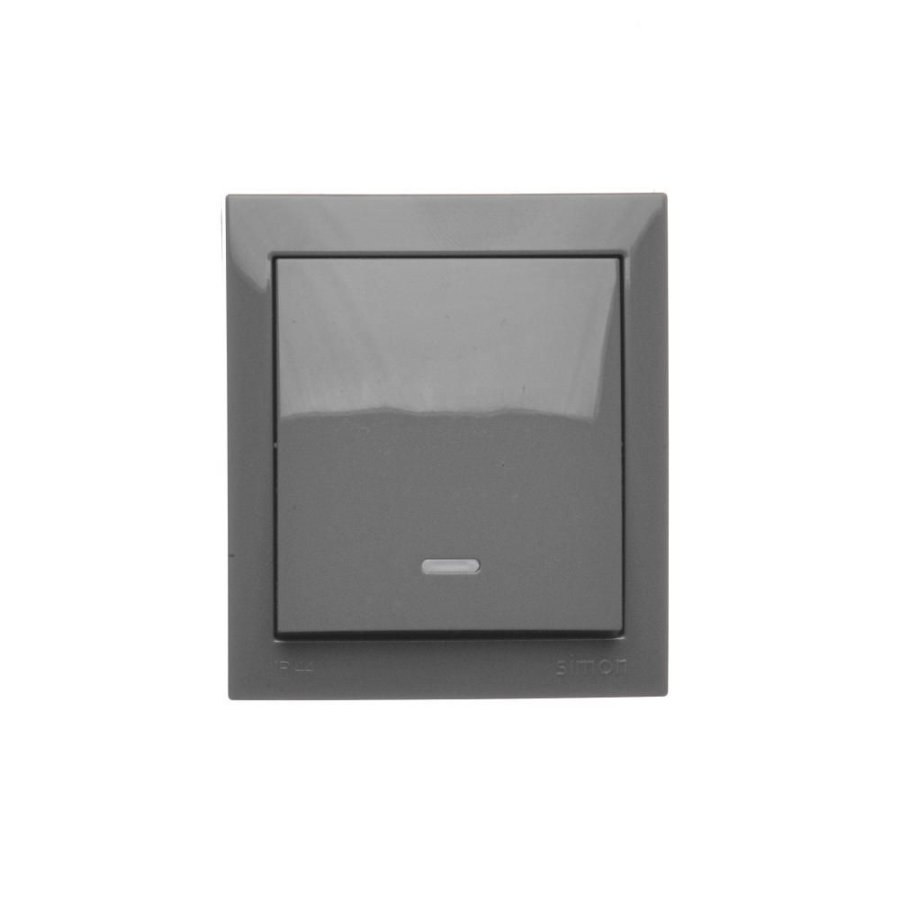 Simon Aquaclick splash-proof two-way switch with indicator light without pictogram, IP44, 10AX, dark grey