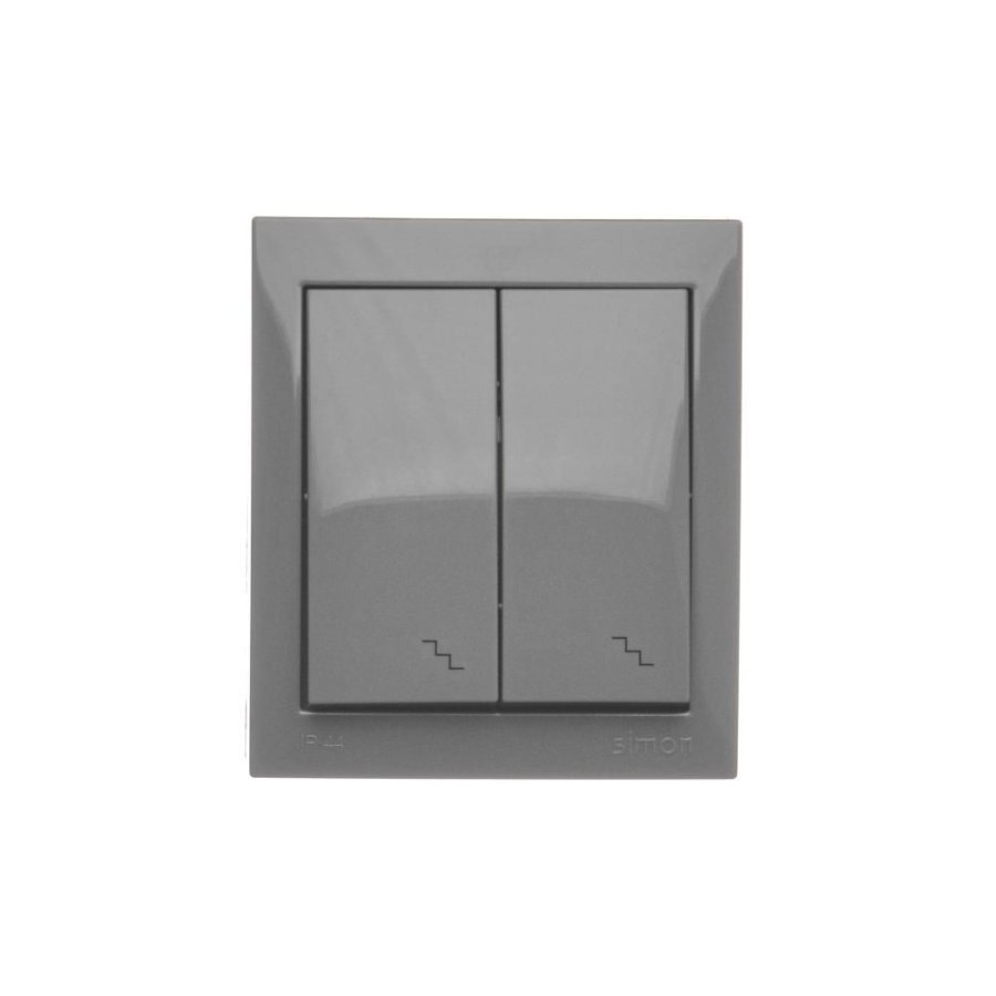 Simon Aquaclick splash-proof double two-way switch, IP44, 10AX, dark grey
