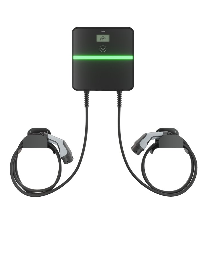 Made-to-order product, electric vehicle charging station, Simon Xenon, wall mounted, Single phase, 32A, 7400W, Type 2 straight charging cable, RFID, MID, 4G/LTE modem (optional), Ethernet + RS-485